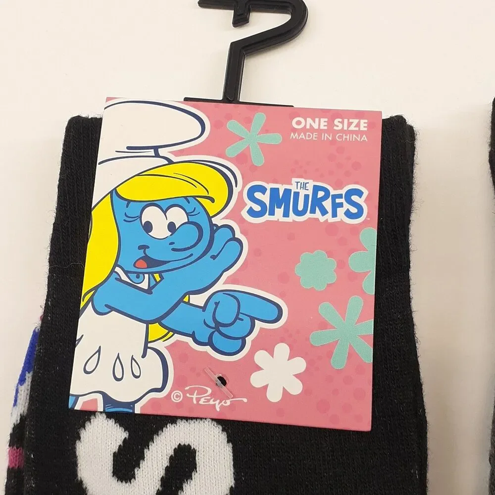 Smurfette Smurfs Cartoon 3-pair Novelty Adult Size 6-12 Socks NWT